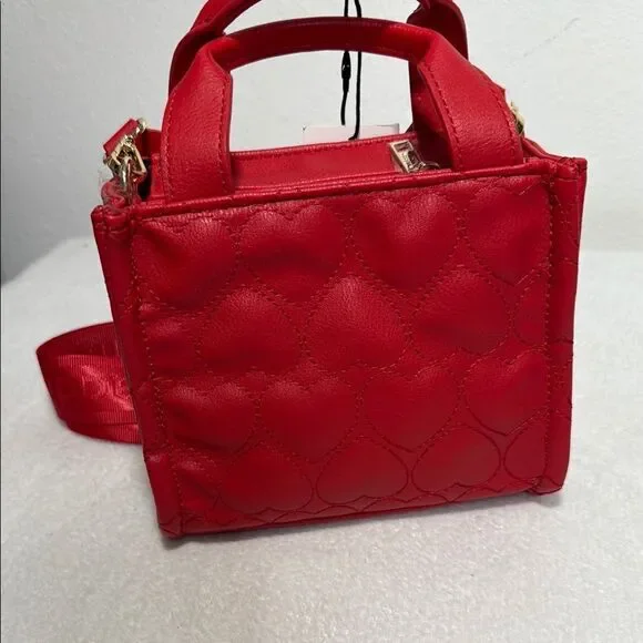 Madden Girl Cherry Hearts Red Quilted Handbag - Picture 4 of 11